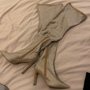 Sprarkly Fashion Nova over the high boot size 7.5
